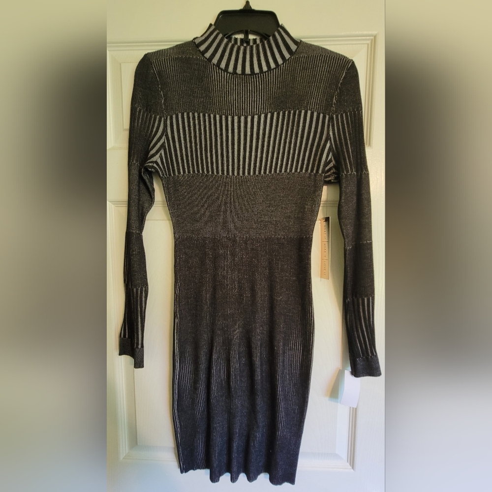 Mock neck bodycon sweater dress